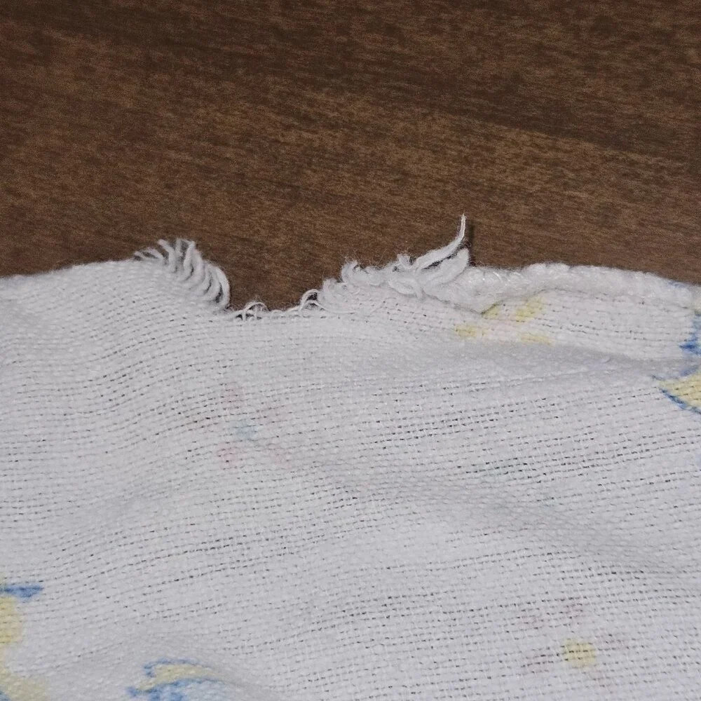 RARE VTG Receiving Blanket Chicks Bunny Turtle Cello Mother Goose READ